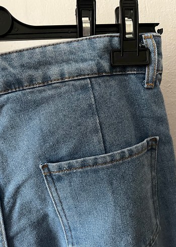 Kadın Mavi Kargo Cepli Denim Pantolon - Görsel 8