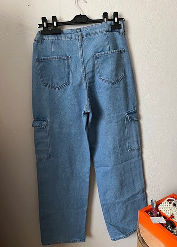 Kadın Mavi Kargo Cepli Denim Pantolon - Görsel 5