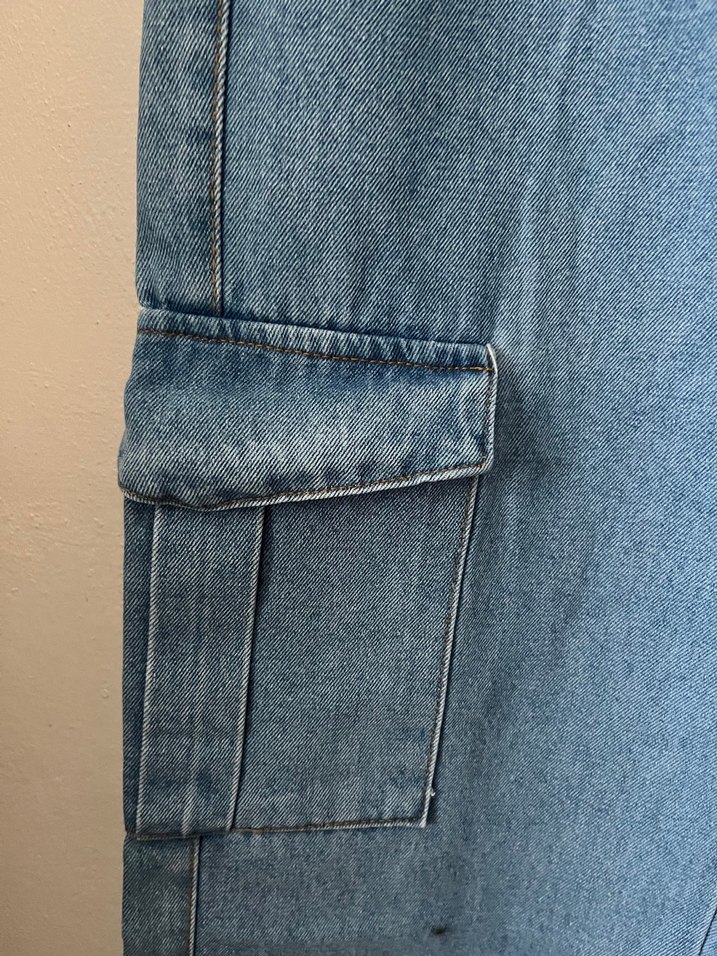 Kadın Mavi Kargo Cepli Denim Pantolon - Görsel 2
