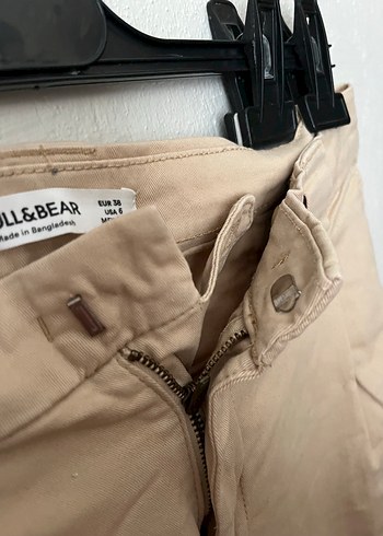 Pull&Bear Bej Bol Kesim Keten Kadın Pantolon - Görsel 7