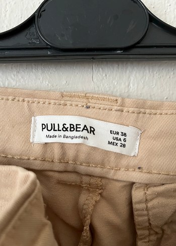 Pull&Bear Bej Bol Kesim Keten Kadın Pantolon - Görsel 3