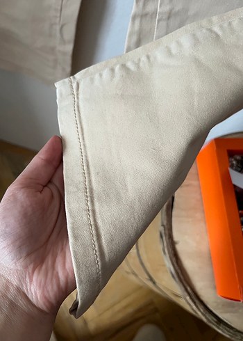 Pull&Bear Bej Bol Kesim Keten Kadın Pantolon - Görsel 11