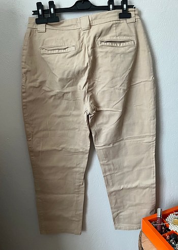 Pull&Bear Bej Bol Kesim Keten Kadın Pantolon - Görsel 4