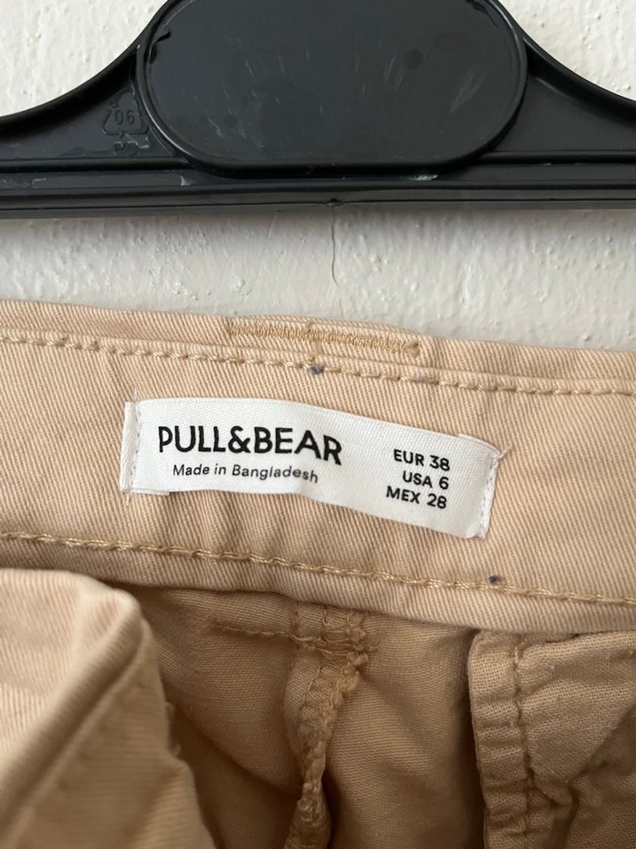 Pull&Bear Bej Bol Kesim Keten Kadın Pantolon - Görsel 3