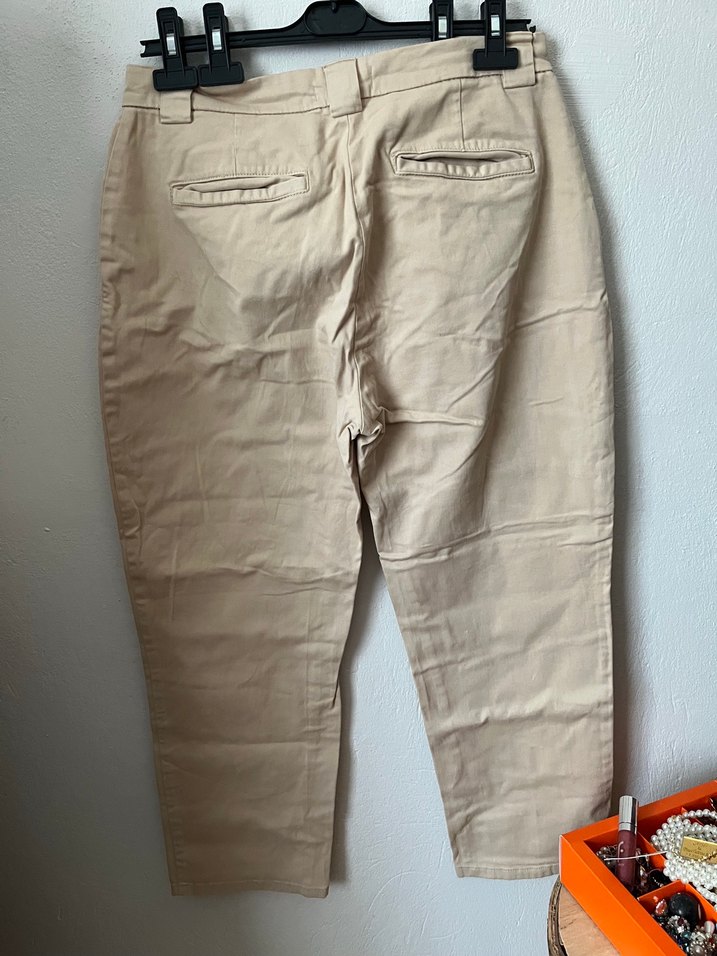 Pull&Bear Bej Bol Kesim Keten Kadın Pantolon - Görsel 4