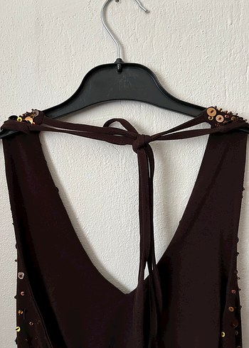 Kahverengi Payetli Vintage Bluz - Görsel 7