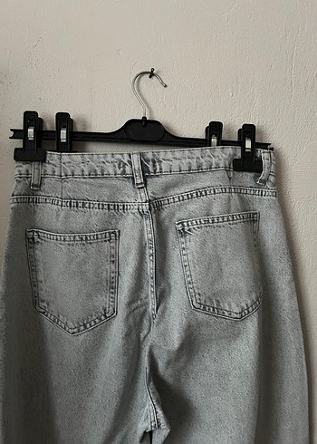 Gri Bol Kesim Kadın Kot Pantolon - Görsel 6