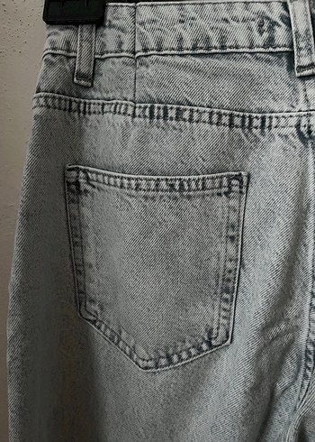 Gri Bol Kesim Kadın Kot Pantolon - Görsel 9