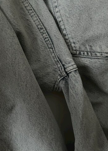 Gri Bol Kesim Kadın Kot Pantolon - Görsel 8