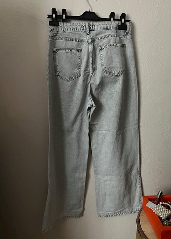 Gri Bol Kesim Kadın Kot Pantolon - Görsel 7