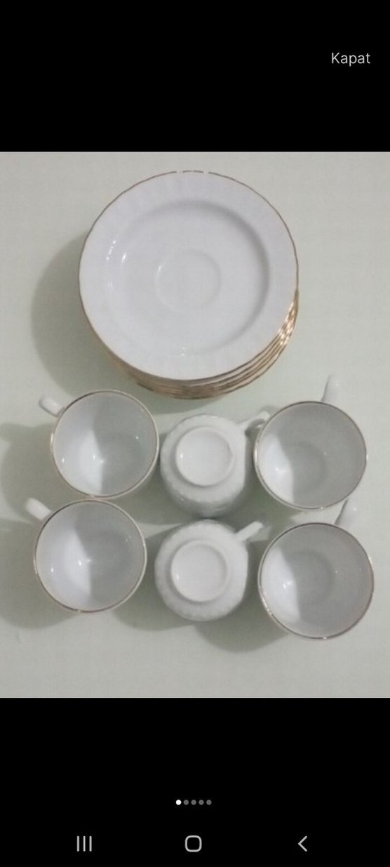 Beyaz Altın Kenarlı 6'lı Fincan ve Tabak Seti - Görsel 2