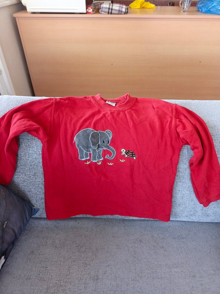 Nakışlı Kısa Kollu Kırmızı kız çocuk  Tişörtü - Görsel 3