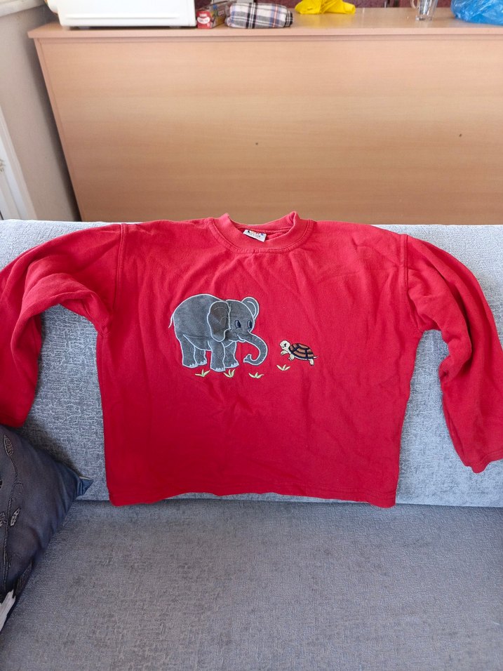 Nakışlı Kısa Kollu Kırmızı kız çocuk  Tişörtü - Görsel 2