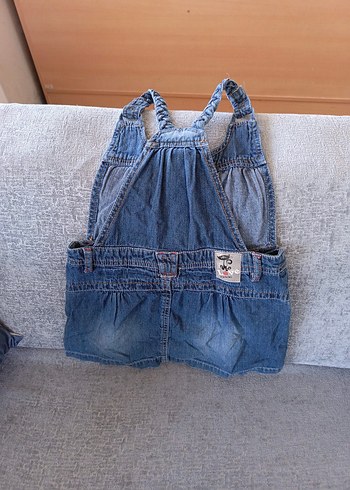 Kız Çocuk Kot Elbise - Nakışlı, Askılı - Görsel 3