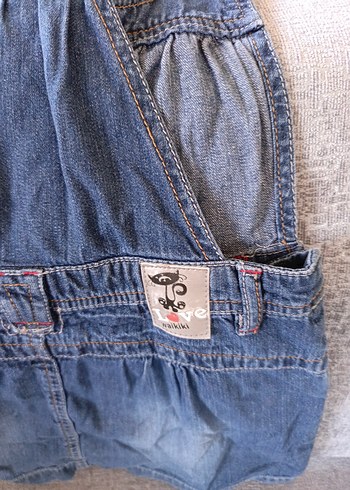 Kız Çocuk Kot Elbise - Nakışlı, Askılı - Görsel 4