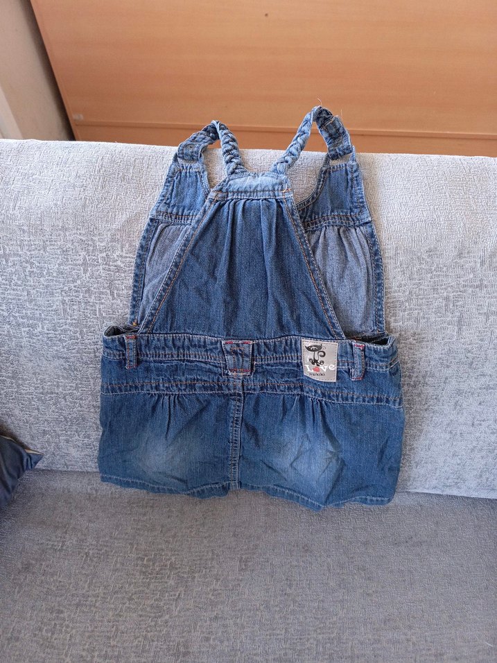 Kız Çocuk Kot Elbise - Nakışlı, Askılı - Görsel 3