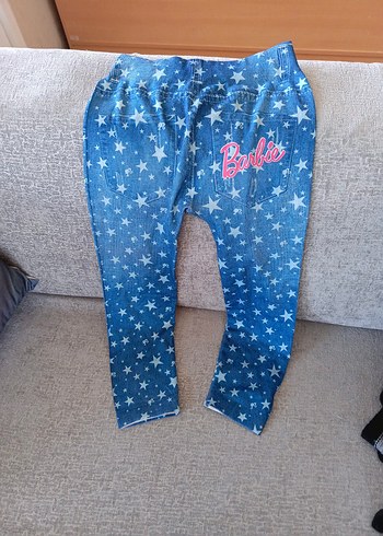 Kız Çocuk Renkli Baskılı Denim Tayt - Görsel 3