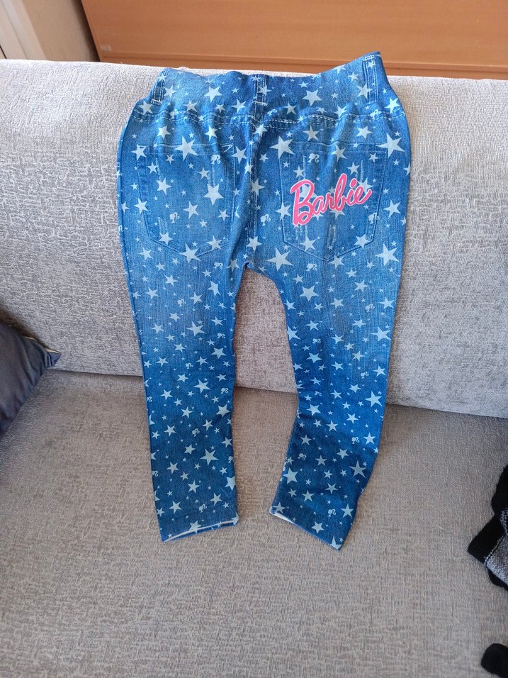 Kız Çocuk Renkli Baskılı Denim Tayt - Görsel 3