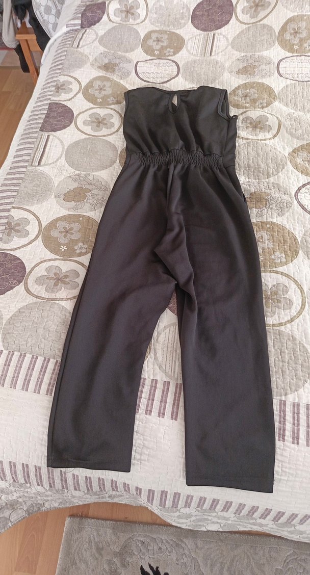 Kadın Siyah Drapeli Straplez Uzun Tulum - Görsel 3