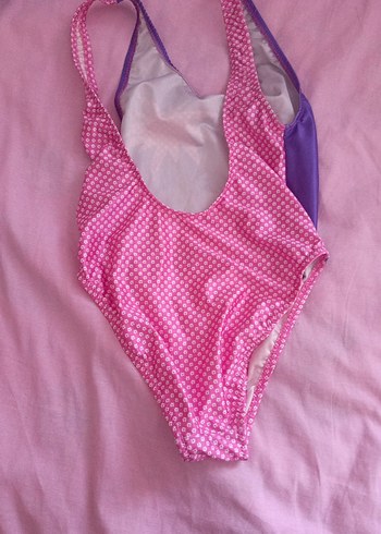 Renkli Desenli Mor Kız Çocuk Mayo - Görsel 3