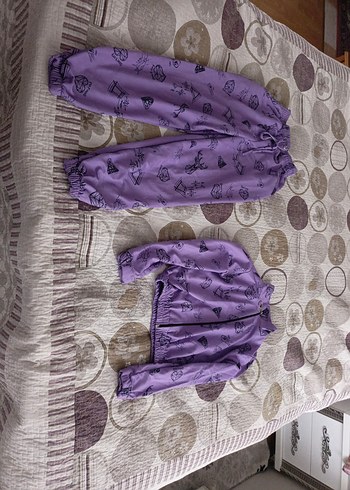 Lila Bağcıklı Rahat Kesim Kadın Eşofman - Görsel 5