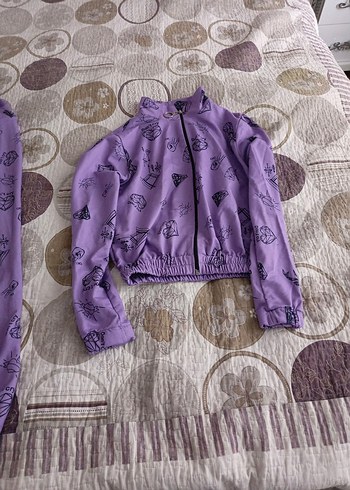 Lila Bağcıklı Rahat Kesim Kadın Eşofman - Görsel 4