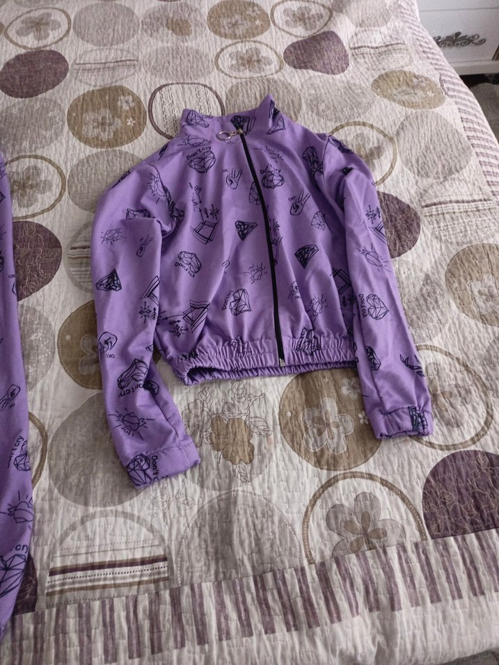 Lila Bağcıklı Rahat Kesim Kadın Eşofman - Görsel 3