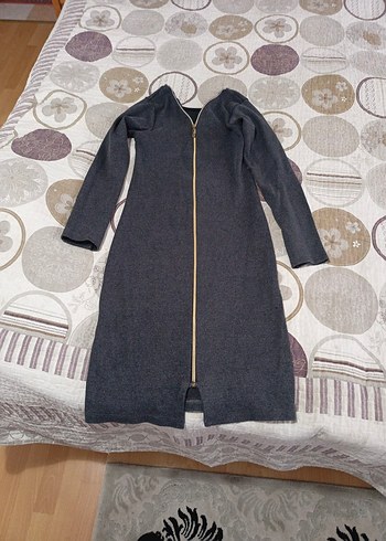 Gri Fermuarlı Uzun elbise - Görsel 2