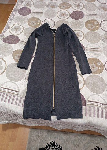 Gri Fermuarlı Uzun elbise - Görsel 3