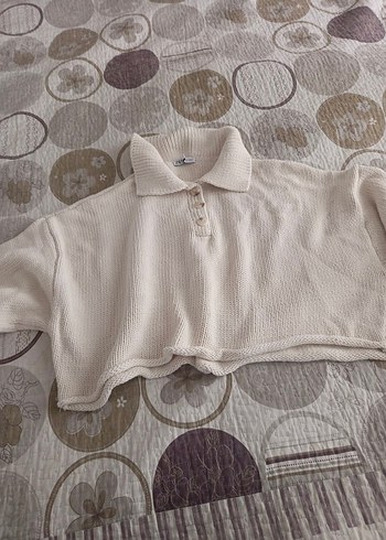 Bej Kadın Triko Yakalı Kazak - Görsel 3