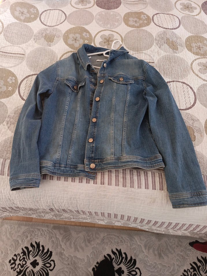 Düğmeli Mavi Kadın Denim Ceket - Görsel 3