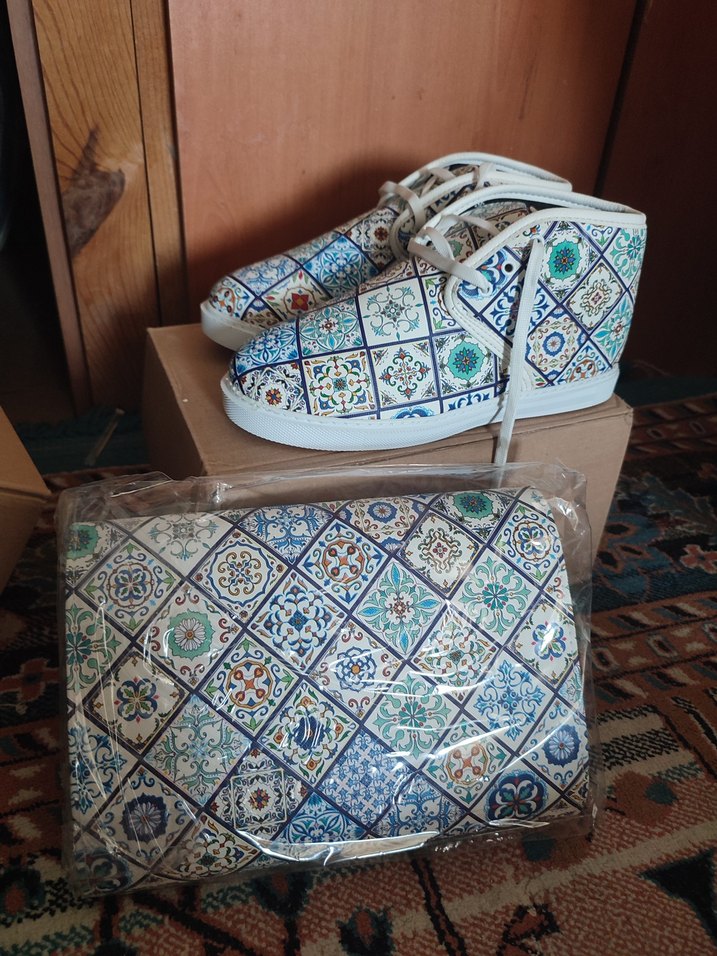 Nakışlı Çok Renkli Kadın Espadril ve Çanta Seti - Görsel 3