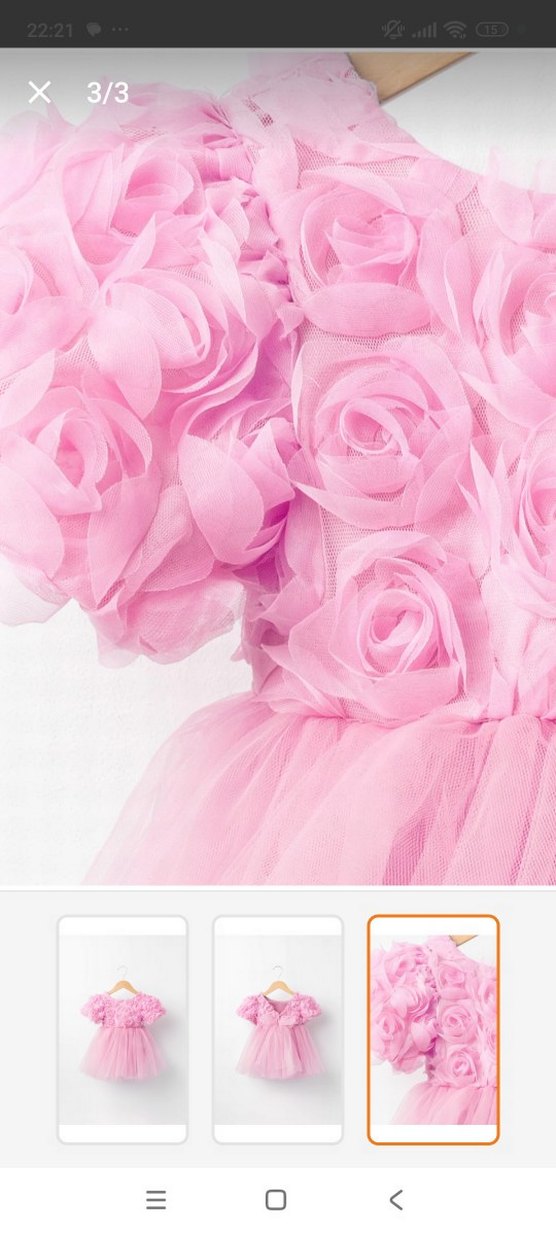 Kız Çocuk Pembe Çiçekli Kısa Kollu abiye Elbise doğumgünü - Görsel 3