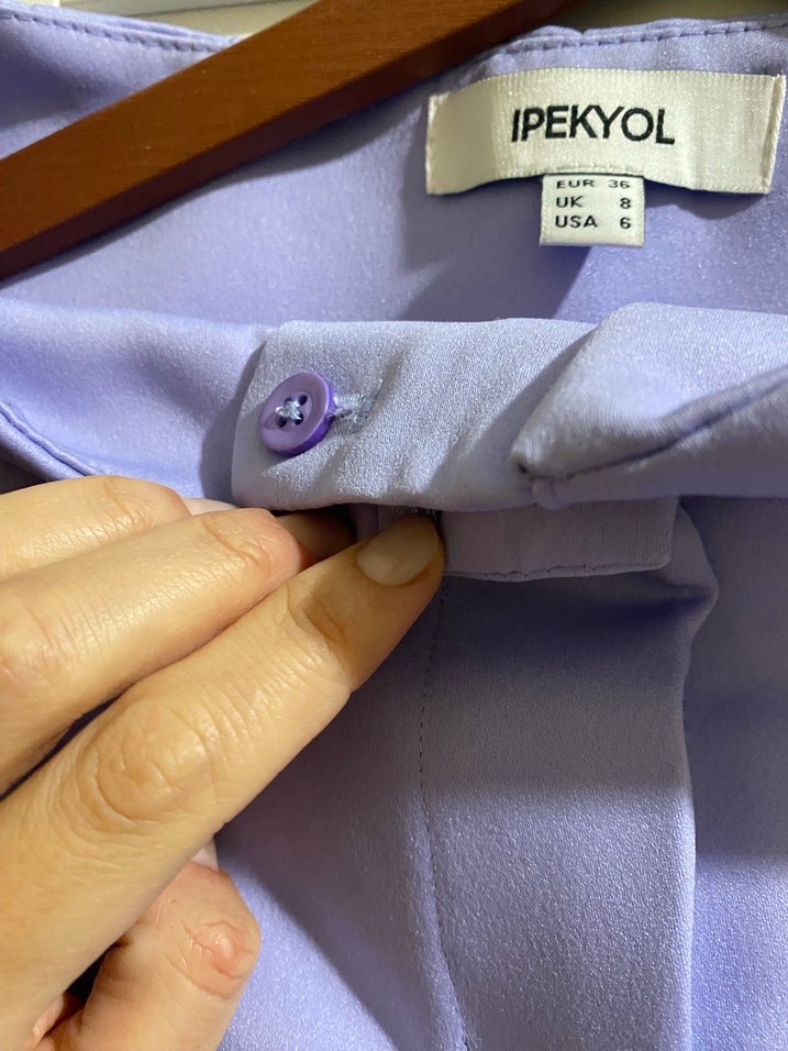 Mor Pilili Kadın Kumaş Pantolon - Görsel 4