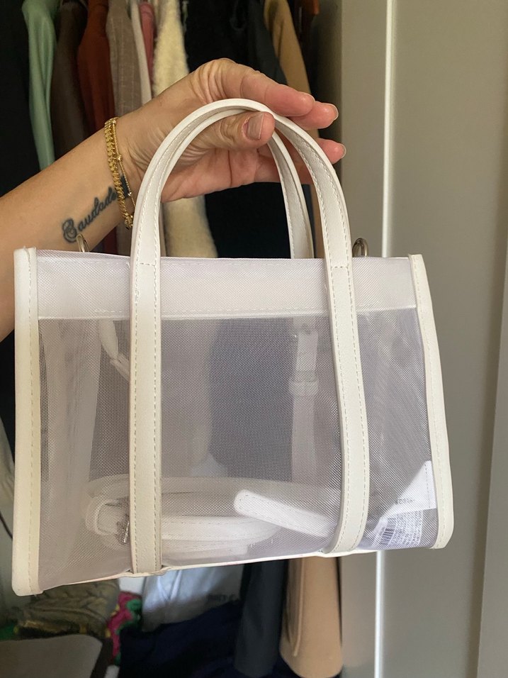 Stradivarius Beyaz Tokalı Şeffaf Kadın Çanta - Görsel 3