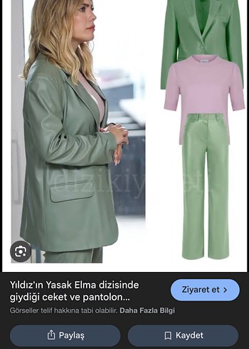 Nocturne Yeşil Deri Blazer Ceket - Görsel 4