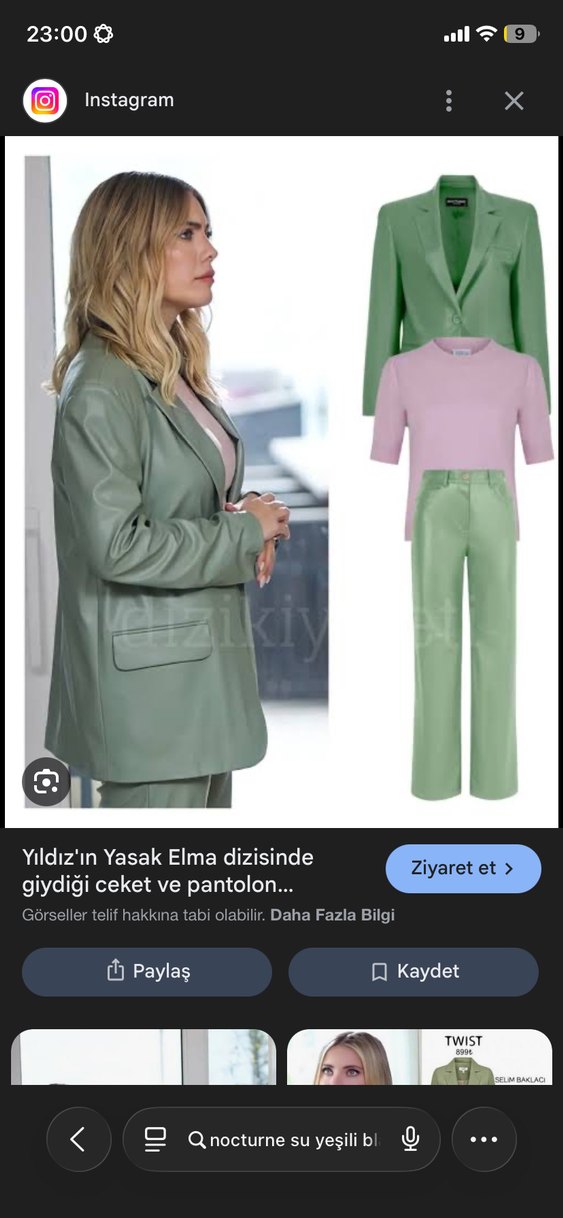 Nocturne Yeşil Deri Blazer Ceket - Görsel 4