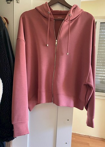 Kadın Pembe Fermuarlı Sweatshirt - Görsel 2