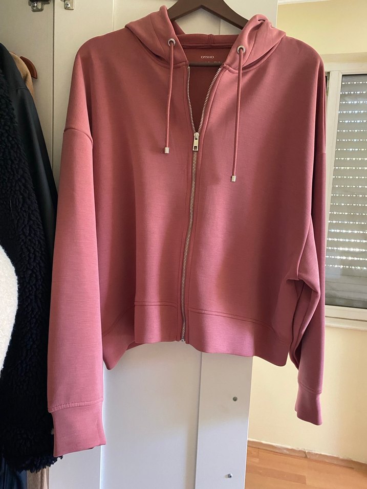 Kadın Pembe Fermuarlı Sweatshirt - Görsel 2