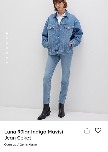 Luna 90lar Indigo Mavisi Oversize Jean Ceket