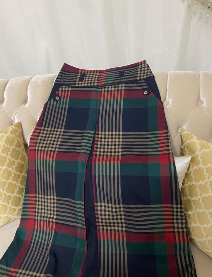 Düğmeli Ekoseli Uzun Etek - Görsel 3