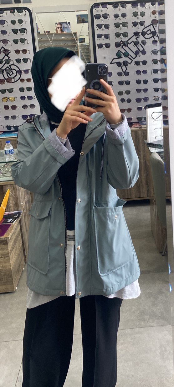 Gri Düğmeli Midi Kadın Yağmurluk - Görsel 5