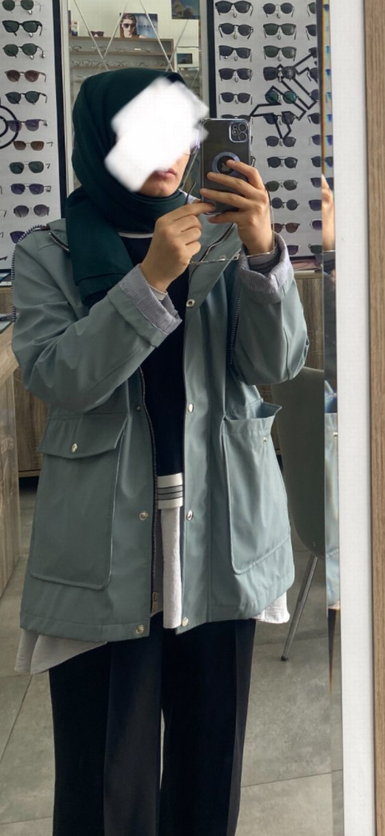 Gri Düğmeli Midi Kadın Yağmurluk - Görsel 4