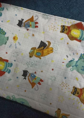 Renkli Pamuklu Küçük Süper Kahramanlar Müslin Örtü - Görsel 4