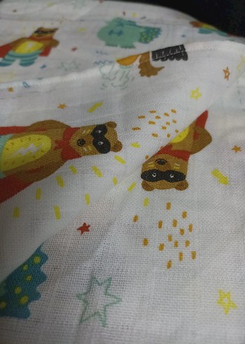 Renkli Pamuklu Küçük Süper Kahramanlar Müslin Örtü - Görsel 3