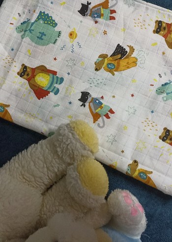 Renkli Pamuklu Küçük Süper Kahramanlar Müslin Örtü - Görsel 6