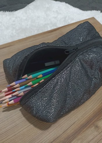 Fermuarlı Siyah Kadın Makyaj Çantası - Görsel 6