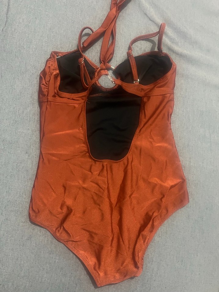 Parlak Kahverengi Strappy Kadın Mayo - Görsel 3