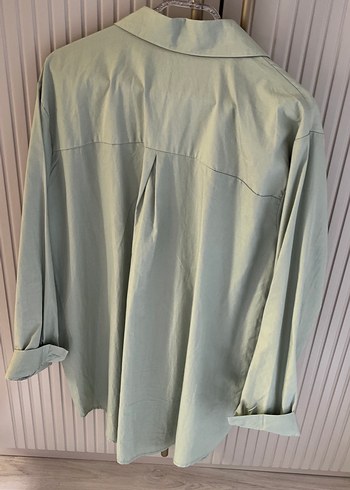 Yeşil Nakışlı Uzun Kollu Keten Kadın Gömlek - Görsel 7