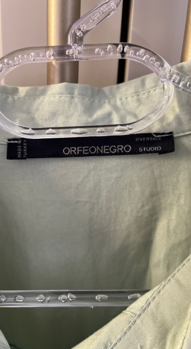 Yeşil Nakışlı Uzun Kollu Keten Kadın Gömlek - Görsel 2